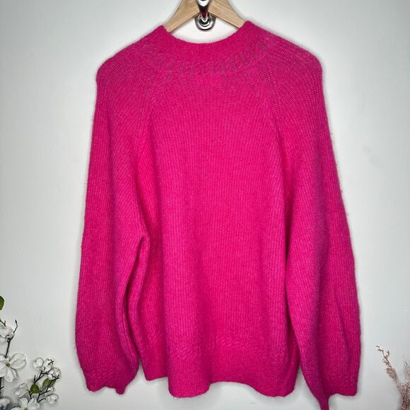 SEZANE Otis Jumper Sweater Baby Alpaca Bright Pink Sz XXL $210 {3G5} - Picture 4 of 6